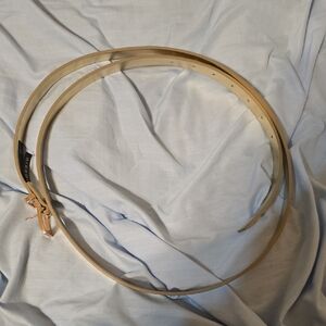 torrid Beige Slim Leather Belt with Gold Buckle